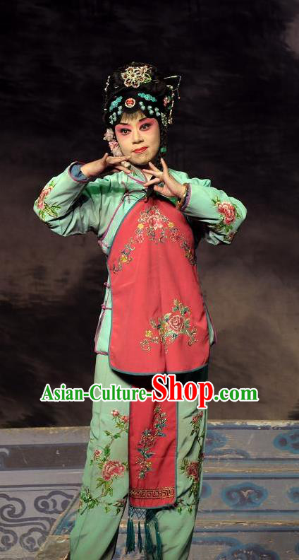 Chinese Shanxi Clapper Opera Young Beauty Feng Xiangluo Garment Costumes and Headdress Xiang Luo Hen Traditional Bangzi Opera Xiaodan Dress Actress Apparels