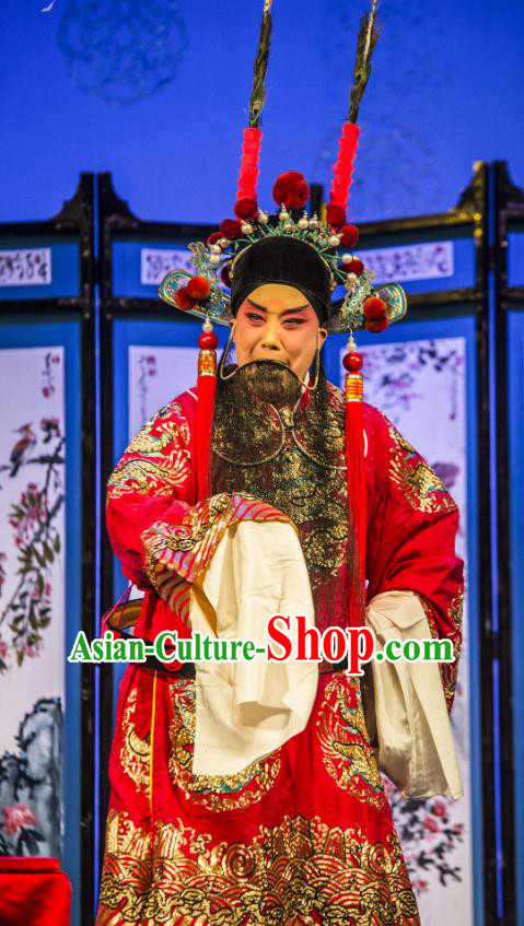 San Guan Pai Yan Chinese Bangzi Opera Military Officer Yang Yanhui Apparels Costumes and Headpieces Traditional Shanxi Clapper Opera Elderly Male Garment Clothing