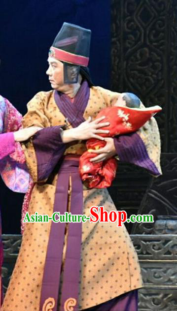 Ping Cheng Fu Chinese Bangzi Opera Eunuch Apparels Costumes and Headpieces Traditional Shanxi Clapper Opera Clown Garment Clothing