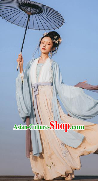 Chinese Ancient Imperial Consort Embroidered Hanfu Dress Apparels Traditional Jin Dynasty Court Princess Historical Costumes for Women