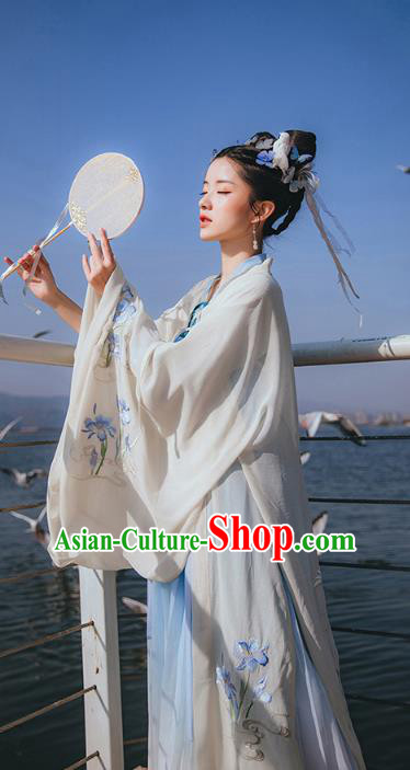 Chinese Ancient Nobility Lady Embroidered Hanfu Dress Apparels Traditional Tang Dynasty Palace Princess Historical Costumes for Rich Women