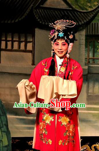 Chinese Shanxi Clapper Opera Actress Garment Costumes and Headdress Traditional Bangzi Opera Young Female Dress Princess Apparels