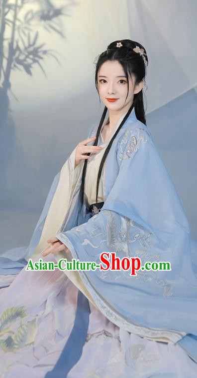 Chinese Traditional Jin Dynasty Royal Infanta Historical Costumes Ancient Nobility Lady Hanfu Dress Embroidered Apparels for Women