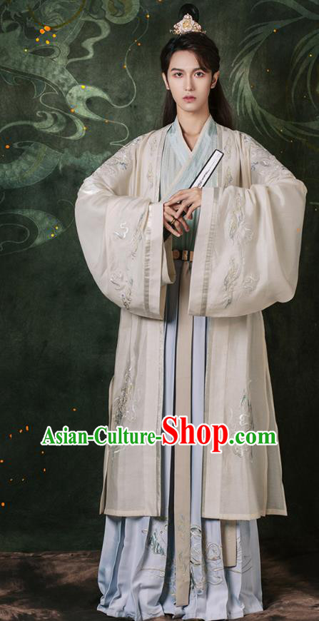 Chinese Traditional Song Dynasty Nobility Childe Historical Costumes Ancient Royal Prince Hanfu Clothing Embroidered Apparels for Young Men