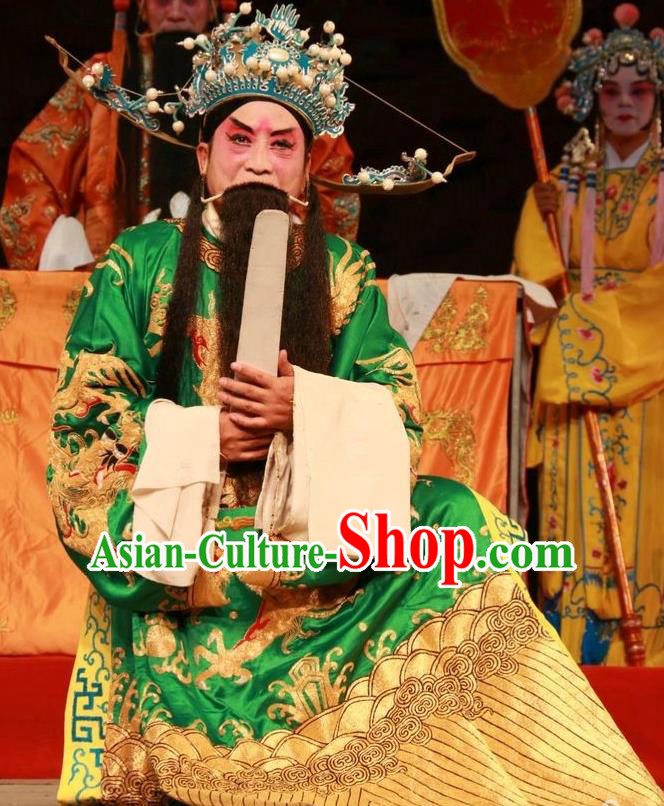 Pan Yang Song Chinese Bangzi Opera Elderly Male Apparels Costumes and Headpieces Traditional Shanxi Clapper Opera Official Kou Zhun Garment Laosheng Clothing