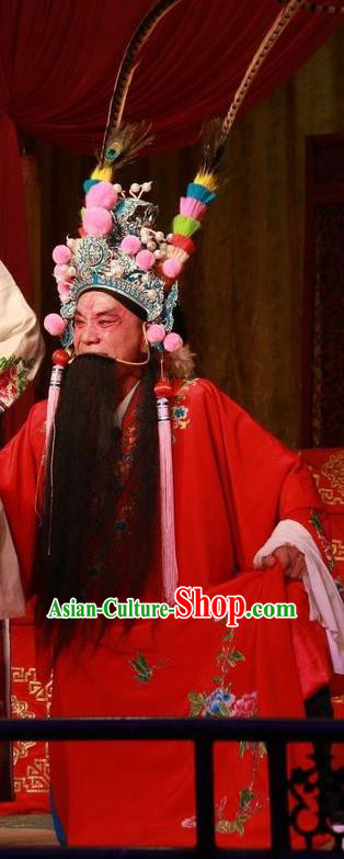 Ba Lang Ci Xiao Chinese Bangzi Opera Elderly Male Apparels Costumes and Headpieces Traditional Shanxi Clapper Opera Yang Balang Garment Laosheng Clothing