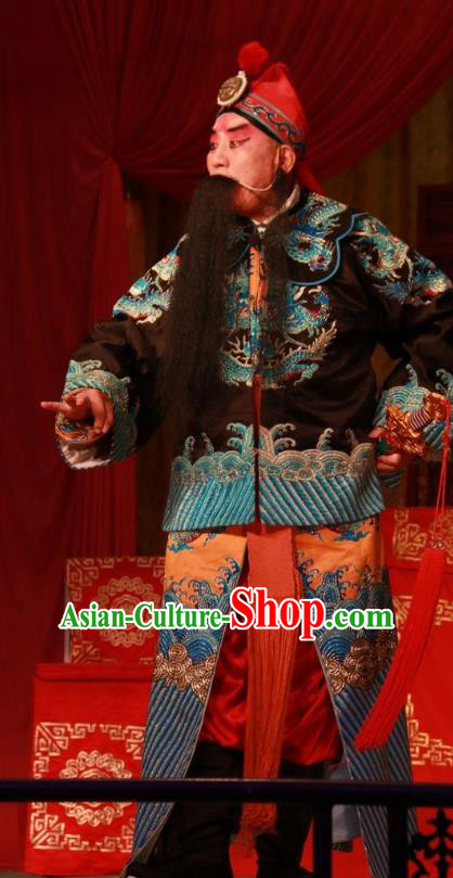 Ba Lang Ci Xiao Chinese Bangzi Opera Martial Male Apparels Costumes and Headpieces Traditional Shanxi Clapper Opera Yang Balang Garment Wusheng Clothing