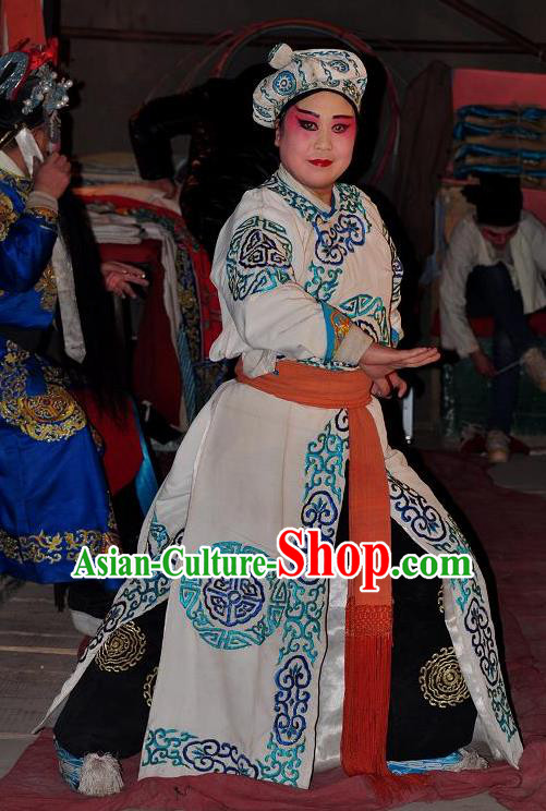 Loyal To Imperial Family Chinese Bangzi Opera Takefu Apparels Costumes and Headpieces Traditional Shanxi Clapper Opera Wusheng Garment Martial Male Clothing