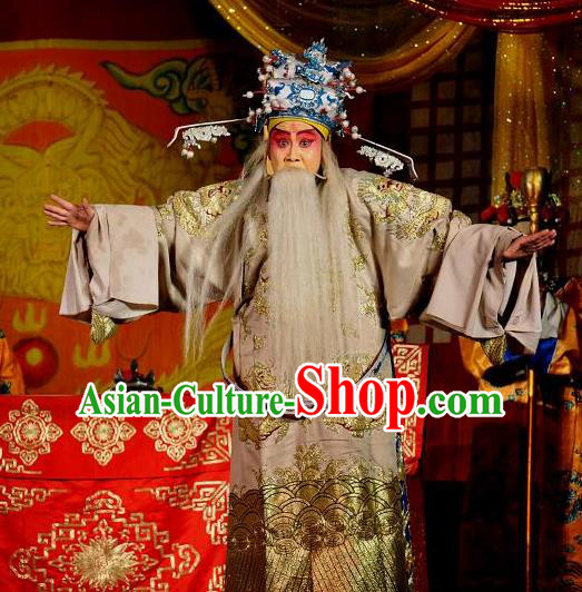 Loyal To Imperial Family Chinese Bangzi Opera Official Wang Yanling Apparels Costumes and Headpieces Traditional Shanxi Clapper Opera Laosheng Garment Clothing