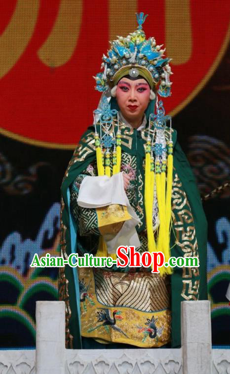 Chinese Shanxi Clapper Opera Dame Garment Costumes and Headdress Women General of Yang Family Traditional Bangzi Opera Pantaloon She Saihua Dress Apparels