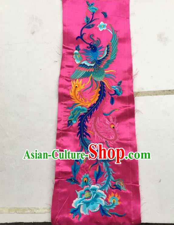 Chinese Traditional Embroidered Phoenix Peony Rosy Patch Decoration Embroidery Applique Craft Embroidered Dress Accessories