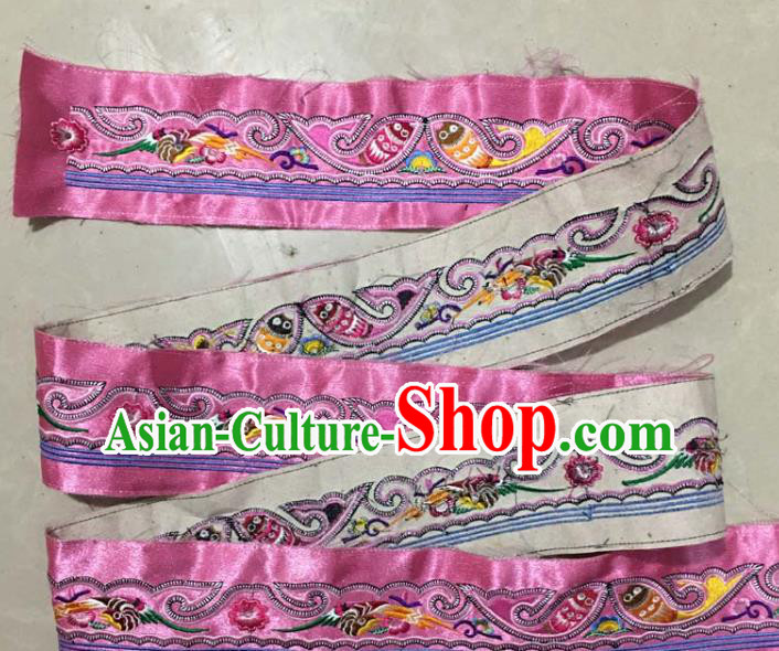Chinese Traditional Embroidered Fishes Rosy Patch Decoration Embroidery Applique Craft Embroidered Band Accessories