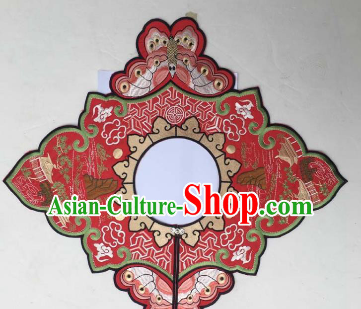 Chinese Traditional Embroidered Butterfly Red Collar Patch Decoration Embroidery Applique Craft Embroidered Shoulder Accessories