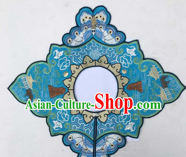 Chinese Traditional Embroidered Butterfly Blue Collar Patch Decoration Embroidery Applique Craft Embroidered Shoulder Accessories