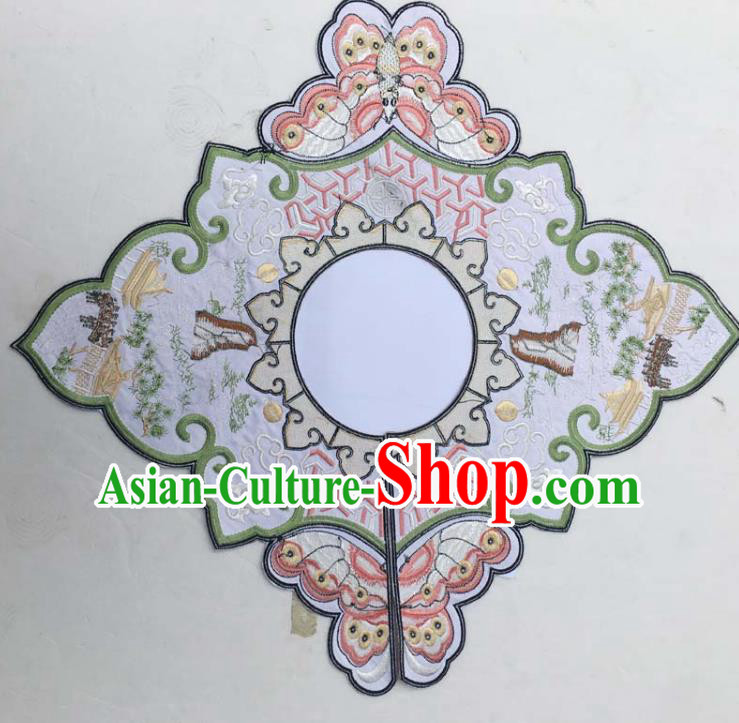 Chinese Traditional Embroidered Butterfly White Collar Patch Decoration Embroidery Applique Craft Embroidered Shoulder Accessories