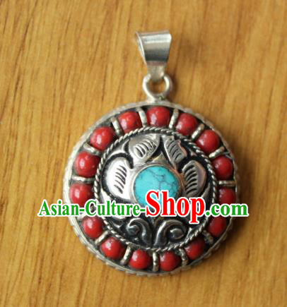 Chinese Traditional Tibetan Nationality Jewelry Accessories Decoration Zang Ethnic Handmade Necklace Pendant for Women