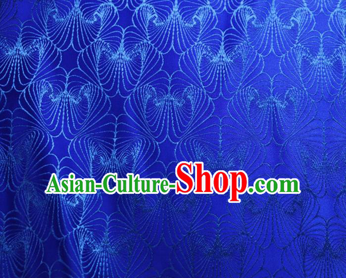 Asian Chinese Traditional Conch Pattern Design Royalblue Brocade Fabric Silk Tapestry Tang Suit Material