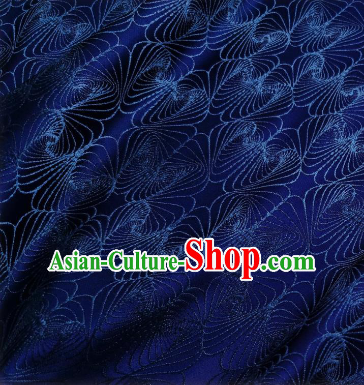 Asian Chinese Traditional Conch Pattern Design Navy Blue Brocade Fabric Silk Tapestry Tang Suit Material