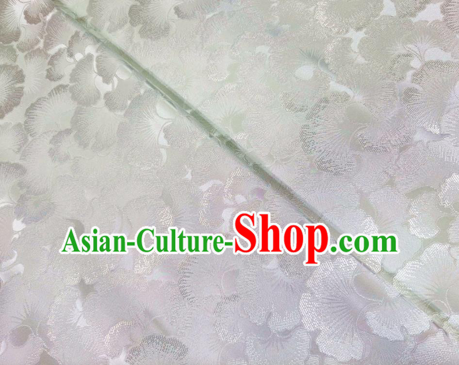 Asian Chinese Traditional Ginkgo Leaf Pattern Design White Brocade Fabric Silk Tang Suit Tapestry Material