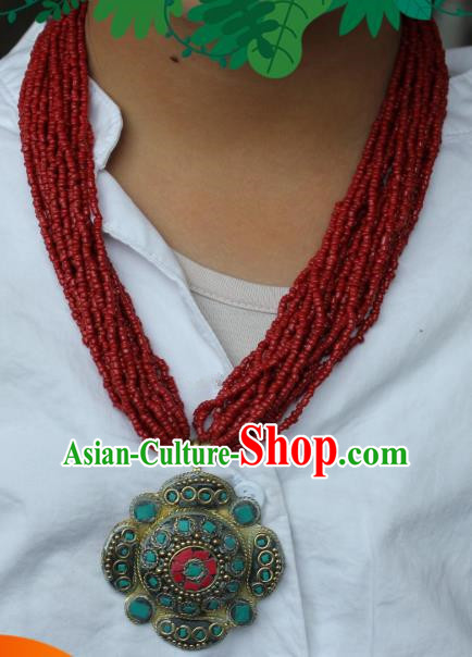 Chinese Traditional Tibetan Nationality Retro Necklet Jewelry Accessories Decoration Zang Ethnic Handmade Necklace Pendant for Women