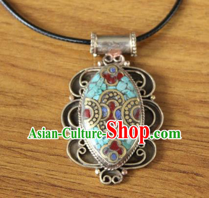 Chinese Traditional Tibetan Nationality Retro Necklet Pendant Decoration Zang Ethnic Handmade Necklace Jewelry Accessories for Women