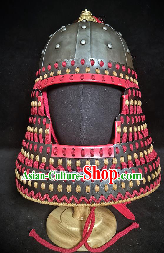 Traditional Chinese Song Dynasty Infantry Warrior Iron Armet Hat Headpiece Ancient General Helmet for Men