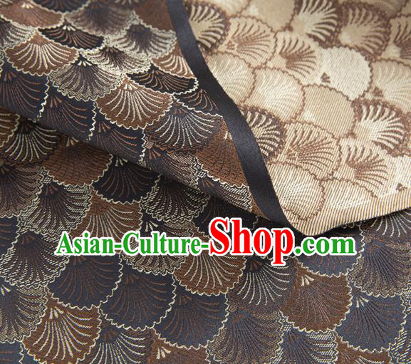 Asian Chinese Traditional Scales Pattern Design Brown Brocade Silk Fabric Tapestry Material DIY Mongolian Robe Satin Damask