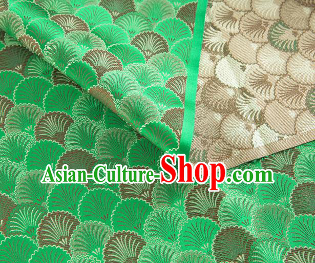 Asian Chinese Traditional Scales Pattern Design Green Brocade Silk Fabric Tapestry Material DIY Mongolian Robe Satin Damask