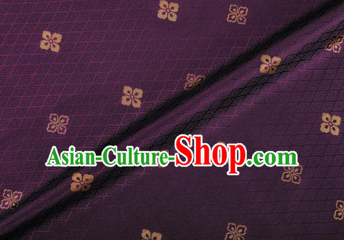 Japanese Traditional Sorbus Pattern Design Purple Brocade Fabric Silk Material Traditional Asian Japan Kimono Nishijin Satin Tapestry