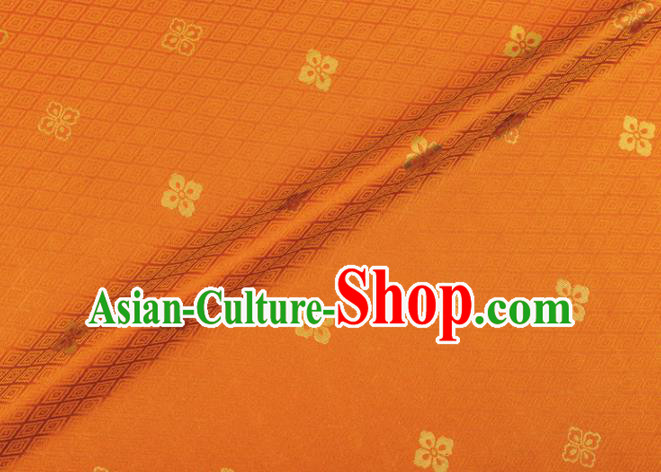Japanese Traditional Sorbus Pattern Design Orange Brocade Fabric Silk Material Traditional Asian Japan Kimono Nishijin Satin Tapestry