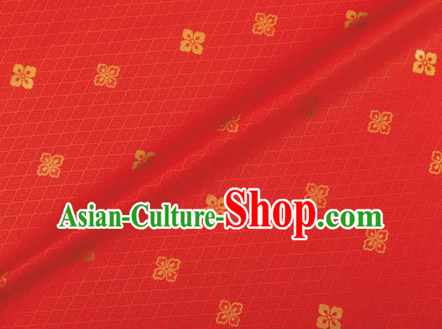 Japanese Traditional Sorbus Pattern Design Red Brocade Fabric Silk Material Traditional Asian Japan Kimono Nishijin Satin Tapestry