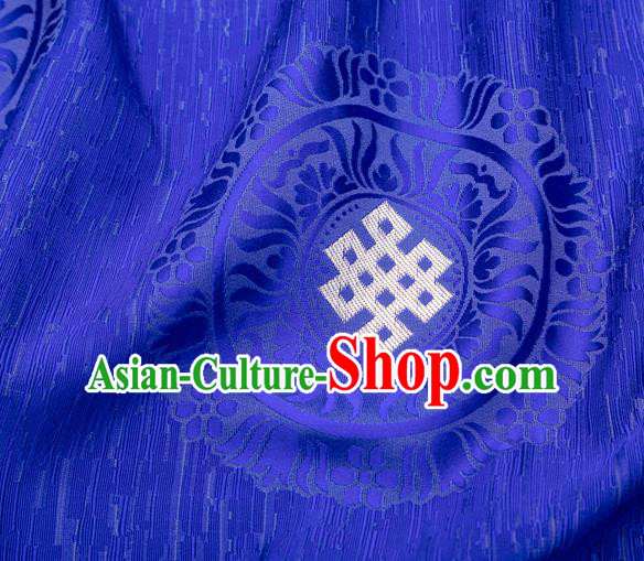 Asian Chinese Traditional Auspicious Pattern Design Royalblue Brocade Tang Suit Silk Fabric Tapestry Material DIY Satin Damask