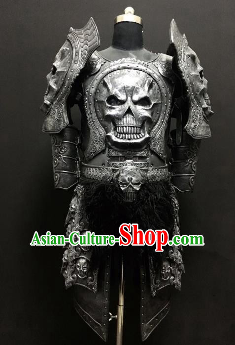 Traditional Chinese Cosplay Han Dynasty Military Officer Grey Body Armor Outfits Ancient Film General Armour Costumes