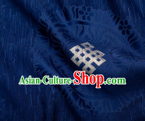 Asian Chinese Traditional Auspicious Pattern Design Navy Blue Brocade Tang Suit Silk Fabric Tapestry Material DIY Satin Damask