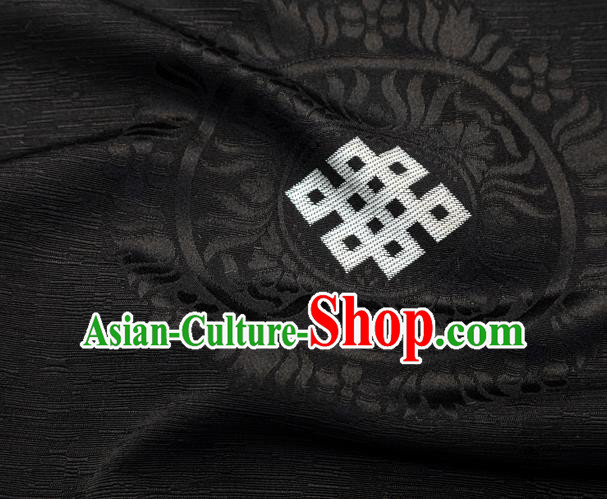 Asian Chinese Traditional Auspicious Pattern Design Black Brocade Tang Suit Silk Fabric Tapestry Material DIY Satin Damask