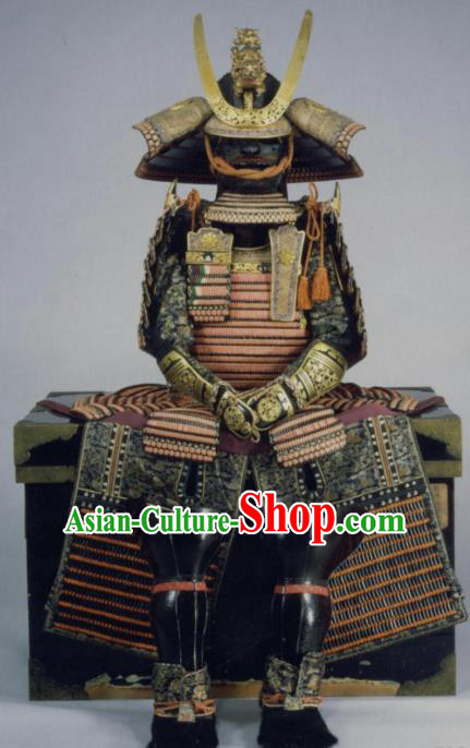 Traditional Japanese General Body Armor Outfits Ancient Film Warrior Shogun Armour Costumes and Helmet for Men