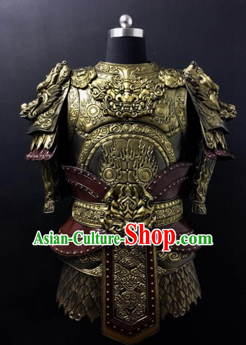 Traditional Chinese Northern and Southern Dynasties Golden Body Armor Outfits Ancient Film General Armour Costumes