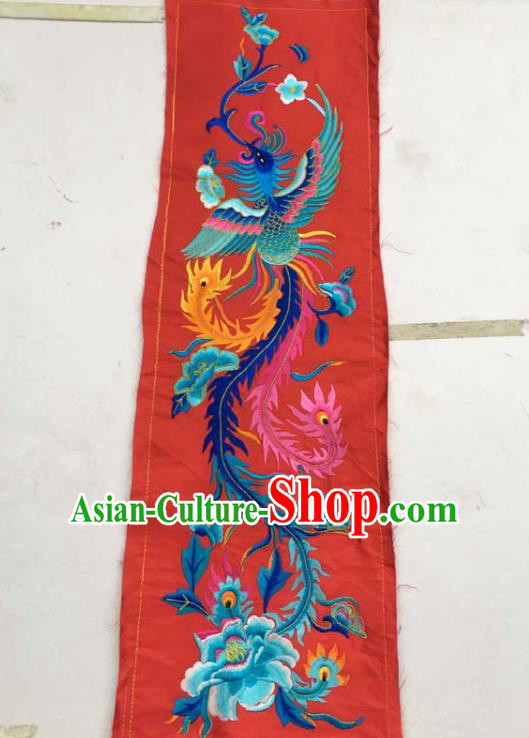 Chinese Traditional Embroidered Phoenix Peony Red Patch Decoration Embroidery Applique Craft Embroidered Dress Accessories