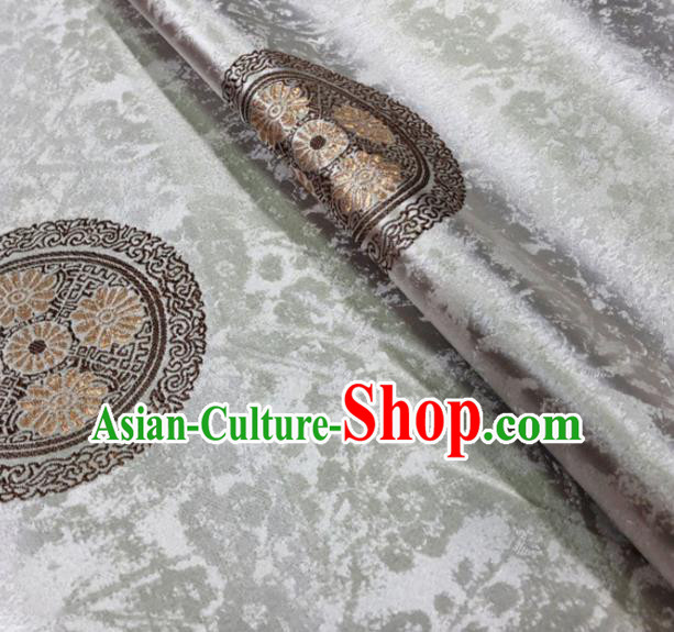 Gray Asian Chinese Traditional Chrysanthemum Pattern Design Nanjing Brocade Silk Fabric Tang Suit Tapestry Satin Material