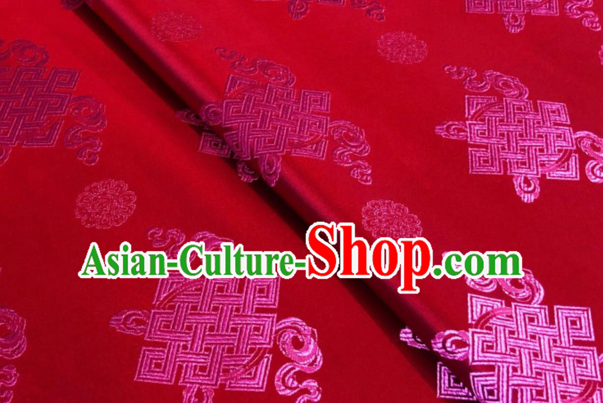 Asian Chinese Traditional Lucky Pattern Design Red Brocade Silk Fabric Tang Suit Tapestry Satin Material DIY Damask