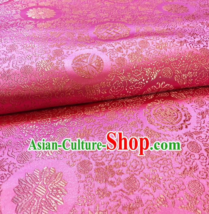 Asian Chinese Traditional Flowers Pattern Design Pink Brocade Silk Fabric Tang Suit Tapestry Satin Material DIY Damask