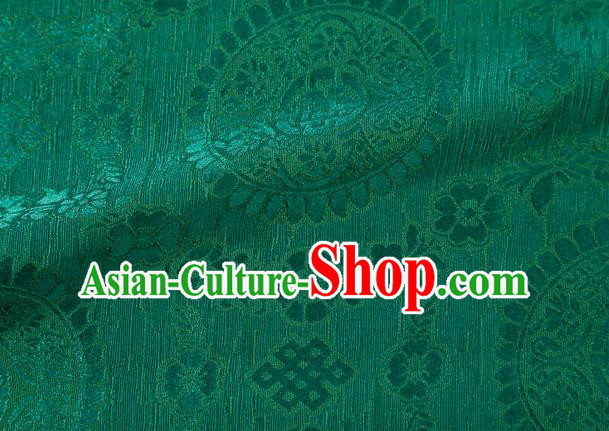 Chinese Classical Lucky Pattern Design Green Brocade Silk Fabric Tapestry Material Asian Traditional DIY Tibetan Robe Satin Damask