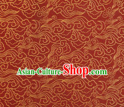 Chinese Classical Clouds Pattern Design Rust Red Brocade Silk Fabric Tapestry Material Asian Traditional DIY Tang Suit Satin Damask