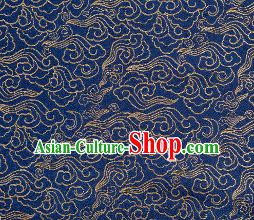 Chinese Classical Clouds Pattern Design Navy Brocade Silk Fabric Tapestry Material Asian Traditional DIY Tang Suit Satin Damask