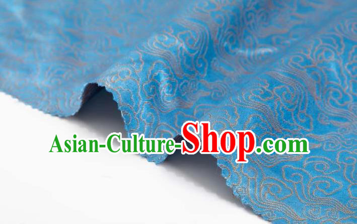 Chinese Classical Clouds Pattern Design Light Blue Brocade Silk Fabric Tapestry Material Asian Traditional DIY Tang Suit Satin Damask