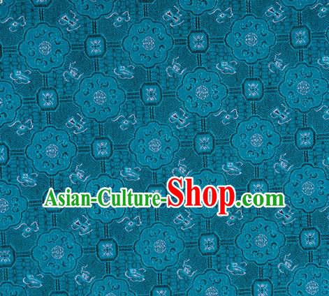 Chinese Classical Bats Pattern Design Teal Song Brocade Silk Fabric Tapestry Material Asian Traditional DIY Cheongsam Dress Satin Damask