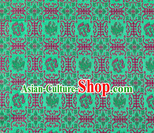 Chinese Classical Monster Pattern Design Deep Green Brocade Silk Fabric Tapestry Material Asian Traditional DIY Qipao Dress Satin Damask