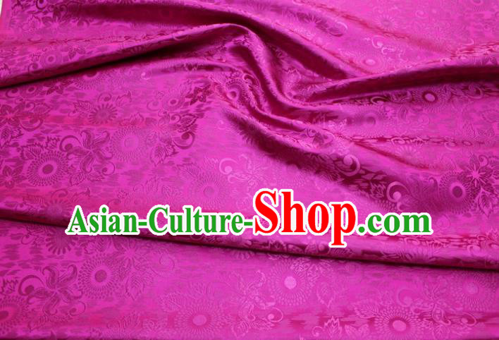 Chinese Classical Sunflowers Pattern Design Rosy Brocade Silk Fabric Tapestry Material Asian Traditional DIY Mongolian Clothing Satin Damask