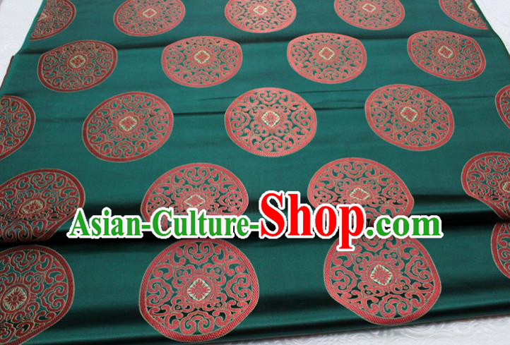 Chinese Tang Suit Classical Round Pattern Design Green Brocade Asian Traditional Tapestry Material DIY Satin Damask Mongolian Robe Silk Fabric