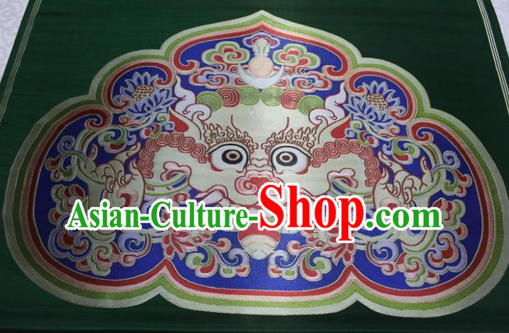 Chinese Buddhism Classical Dragon Pattern Design Atrovirens Brocade Asian Traditional Tapestry Material DIY Satin Damask Tibetan Silk Fabric